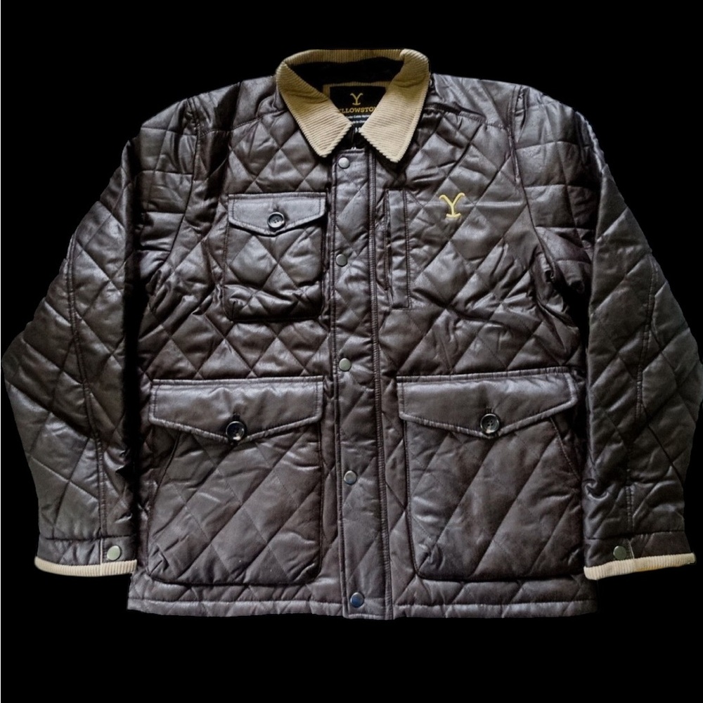 NWT Yellowstone Dutton Ranch faux leather Jacket Corduroy Collar size XL B310 - Picture 2 of 10